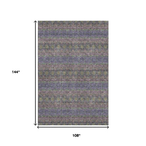 HomeRoots 9' X 12' Floral Medallion Area Rug in Purple, Gold & Blue - Washable, UV Protected & Stain Resistant 651345