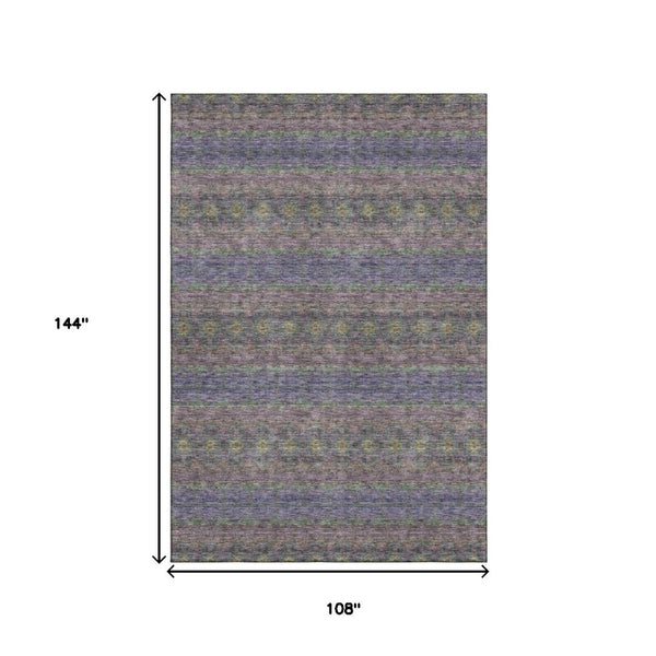 HomeRoots 9' X 12' Floral Medallion Area Rug in Purple, Gold & Blue - Washable, UV Protected & Stain Resistant 651345