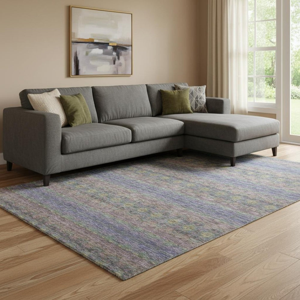 HomeRoots 9' X 12' Floral Medallion Area Rug in Purple, Gold & Blue - Washable, UV Protected & Stain Resistant 651345