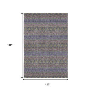 HomeRoots 10' X 14' Floral Medallion Area Rug in Purple, Gold & Blue - Washable, Stain Resistant, UV Protected! 651346