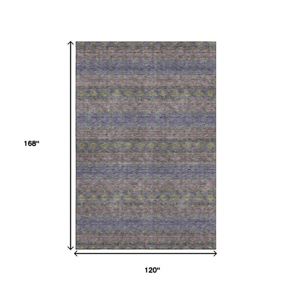 HomeRoots 10' X 14' Floral Medallion Area Rug in Purple, Gold & Blue - Washable, Stain Resistant, UV Protected! 651346