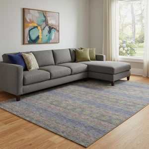 HomeRoots 10' X 14' Floral Medallion Area Rug in Purple, Gold & Blue - Washable, Stain Resistant, UV Protected! 651346