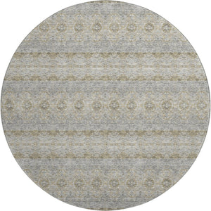 HomeRoots 8' Elegant Floral Medallion Washable Round Rug - Stain-Resistant, UV-Protected, Soft & Durable 651349