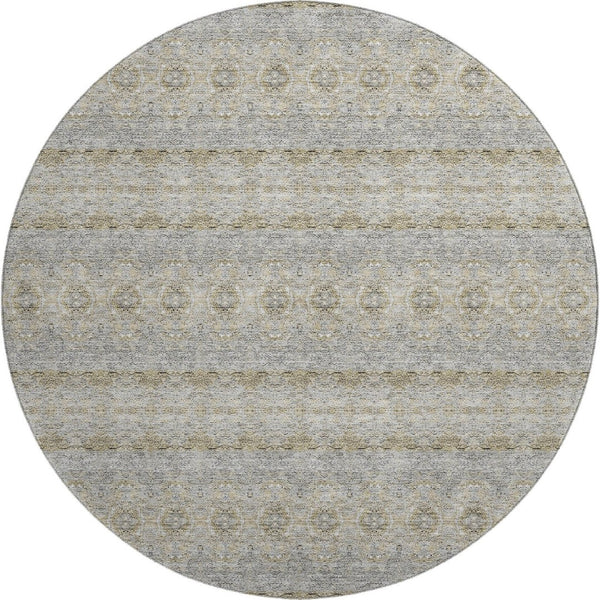 HomeRoots 8' Elegant Floral Medallion Washable Round Rug - Stain-Resistant, UV-Protected, Soft & Durable 651349