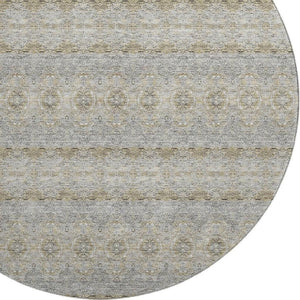 HomeRoots 8' Elegant Floral Medallion Washable Round Rug - Stain-Resistant, UV-Protected, Soft & Durable 651349