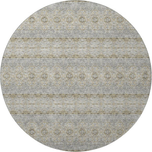 HomeRoots 8' Elegant Floral Medallion Washable Round Rug - Stain-Resistant, UV-Protected, Soft & Durable 651349