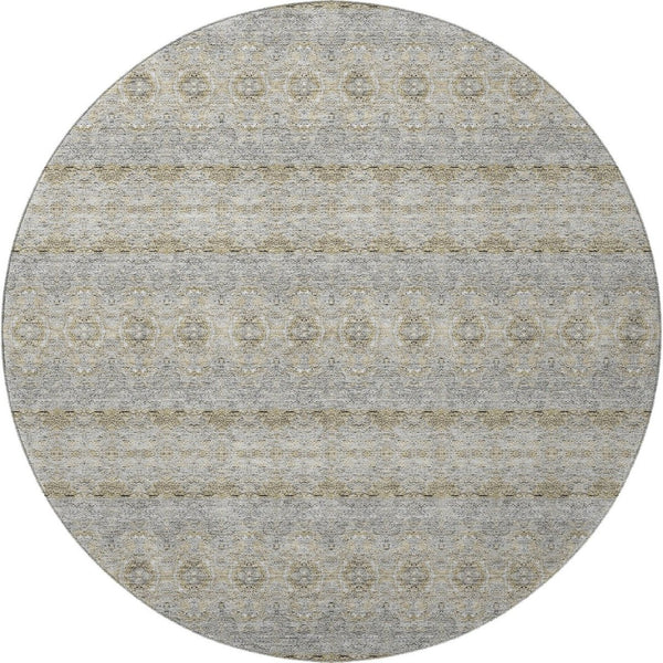 HomeRoots 8' Elegant Floral Medallion Washable Round Rug - Stain-Resistant, UV-Protected, Soft & Durable 651349