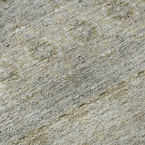 HomeRoots 9' X 12' Floral Medallion Area Rug in Silver-Beige and Ivory - Washable, UV Protected, Durable Design 651351