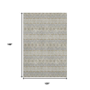 HomeRoots 10' X 14' Silver Beige & Ivory Floral Medallion Area Rug - Washable, UV Protected & Durable Design 651352