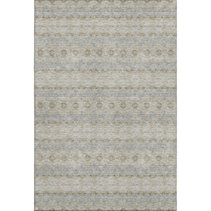 HomeRoots 10' X 14' Silver Beige & Ivory Floral Medallion Area Rug - Washable, UV Protected & Durable Design 651352