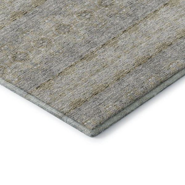 HomeRoots 10' X 14' Silver Beige & Ivory Floral Medallion Area Rug - Washable, UV Protected & Durable Design 651352
