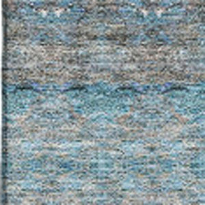 HomeRoots 5' X 8' Teal Gray Ivory Floral Medallion Area Rug – Stain-Resistant, UV Protected, Washable Design 651354
