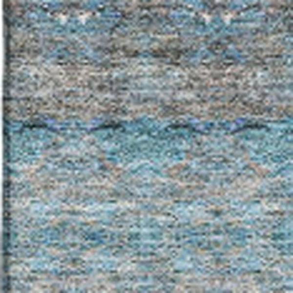 HomeRoots 5' X 8' Teal Gray Ivory Floral Medallion Area Rug – Stain-Resistant, UV Protected, Washable Design 651354