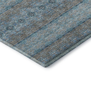 HomeRoots 10' Teal Gray & Ivory Floral Medallion Area Rug - Washable, Stain-Resistant, UV Protected for Homes 651358