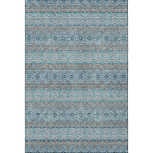 HomeRoots 10' Teal Gray & Ivory Floral Medallion Area Rug - Washable, Stain-Resistant, UV Protected for Homes 651358