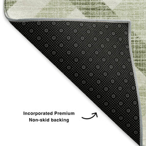 HomeRoots 5' Geometric Artichoke Green & Ivory Washable Area Rug – UV Protected, Durable, Stylish & Easy-Care! 651360