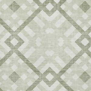 HomeRoots 5' Geometric Artichoke Green & Ivory Washable Area Rug – UV Protected, Durable, Stylish & Easy-Care! 651360