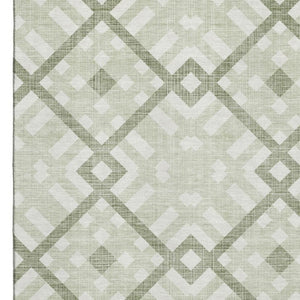 HomeRoots 5' Geometric Artichoke Green & Ivory Washable Area Rug – UV Protected, Durable, Stylish & Easy-Care! 651360
