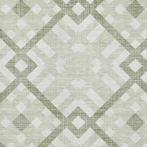HomeRoots 8' X 10' Artichoke Green & Ivory Geometric Area Rug - Washable, UV-Protected, Stylish & Durable! 651362