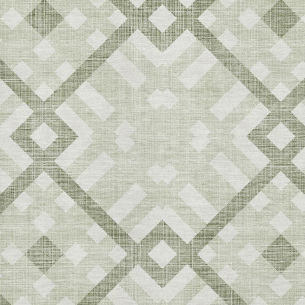 HomeRoots 8' X 10' Artichoke Green & Ivory Geometric Area Rug - Washable, UV-Protected, Stylish & Durable! 651362