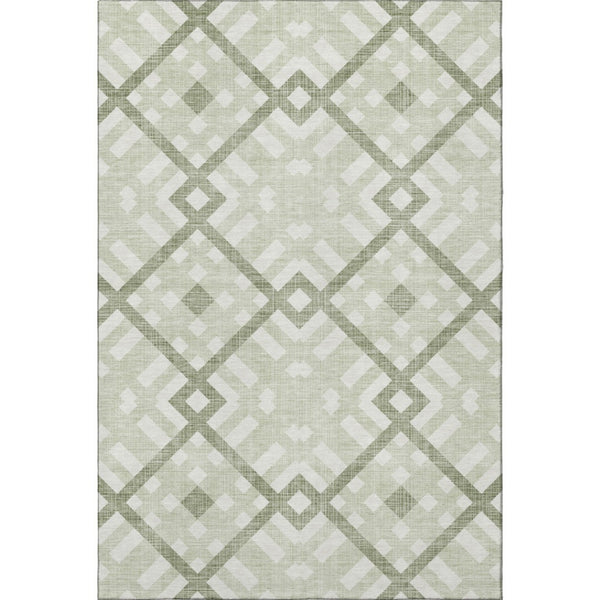 HomeRoots 10' Geometric Artichoke Green Area Rug - Washable, UV Protected, Durable for Modern Living Spaces 651364