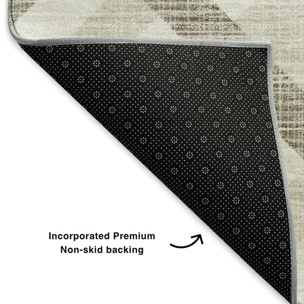 HomeRoots 9' X 12' Beige and Ivory Geometric Area Rug - Washable, UV Protected, Stain Resistant for High-Traffic Spaces 651369