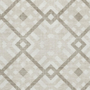 HomeRoots 9' X 12' Beige and Ivory Geometric Area Rug - Washable, UV Protected, Stain Resistant for High-Traffic Spaces 651369