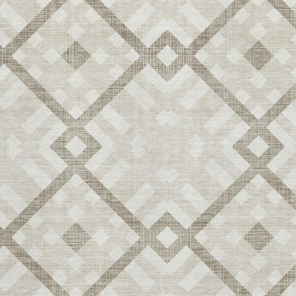HomeRoots 9' X 12' Beige and Ivory Geometric Area Rug - Washable, UV Protected, Stain Resistant for High-Traffic Spaces 651369