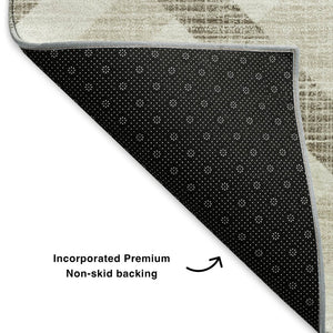 HomeRoots 10' X 14' Beige Geometric Area Rug - Washable, UV-Protected, Stylish & Durable for High-Traffic Spaces 651370