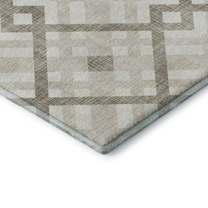 HomeRoots 10' X 14' Beige Geometric Area Rug - Washable, UV-Protected, Stylish & Durable for High-Traffic Spaces 651370