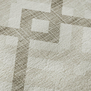 HomeRoots 10' X 14' Beige Geometric Area Rug - Washable, UV-Protected, Stylish & Durable for High-Traffic Spaces 651370