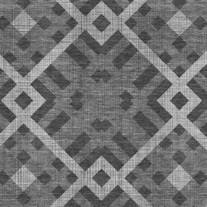 HomeRoots 5' X 8' Charcoal and Ivory Geometric Area Rug – Washable, UV Protected, Ideal for High-Traffic Areas 651372