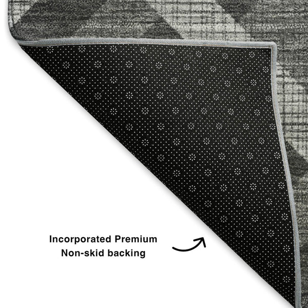 HomeRoots 9' X 12' Charcoal & Ivory Geometric Area Rug - Washable, UV-Protected, Perfect for High-Traffic Spaces 651375