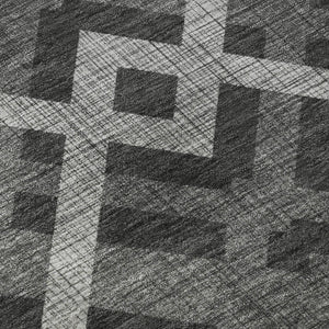 HomeRoots 10' X 14' Charcoal & Ivory Geometric Area Rug – Washable, UV-Protected, Durable for High-Traffic Spaces 651376