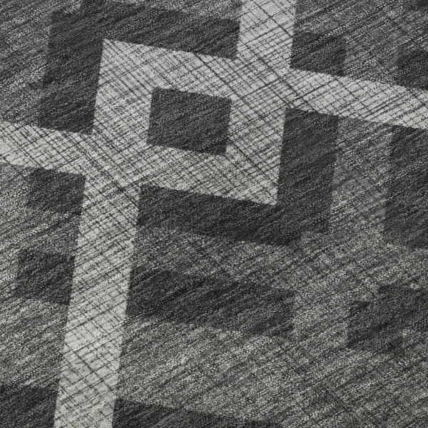 HomeRoots 10' X 14' Charcoal & Ivory Geometric Area Rug – Washable, UV-Protected, Durable for High-Traffic Spaces 651376