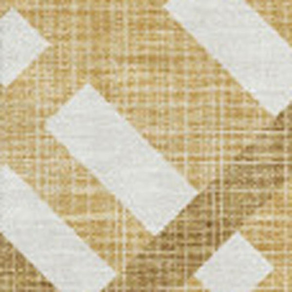 HomeRoots 5' X 8' Gold and Ivory Geometric Area Rug - Washable, UV Protected, Durable, and Stylish Design! 651378