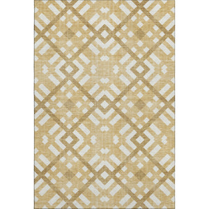 HomeRoots 8' X 10' Gold and Ivory Geometric Area Rug - Stylish, Washable, UV Protected for Modern Spaces 651380