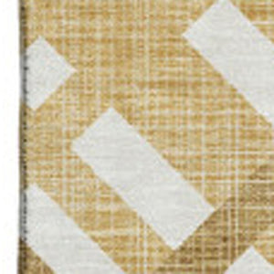 HomeRoots 8' X 10' Gold and Ivory Geometric Area Rug - Stylish, Washable, UV Protected for Modern Spaces 651380