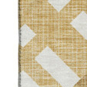HomeRoots 9' X 12' Stylish Gold and Ivory Geometric Area Rug - Washable, UV-Protected, Durable Design for Every Room 651381