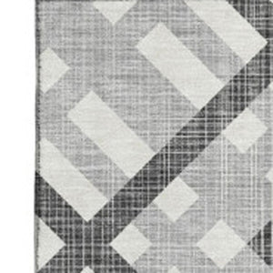 HomeRoots 5' X 8' Gray and Ivory Geometric Washable Area Rug - UV Protected, Stain Resistant & Stylish Design 651384