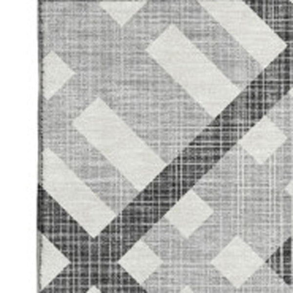 HomeRoots 5' X 8' Gray and Ivory Geometric Washable Area Rug - UV Protected, Stain Resistant & Stylish Design 651384