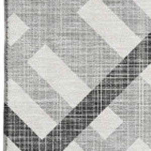 HomeRoots 5' X 8' Gray and Ivory Geometric Washable Area Rug - UV Protected, Stain Resistant & Stylish Design 651384