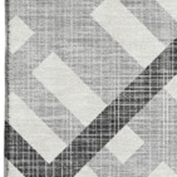HomeRoots 5' X 8' Gray and Ivory Geometric Washable Area Rug - UV Protected, Stain Resistant & Stylish Design 651384