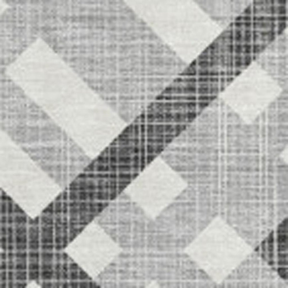 HomeRoots 9' X 12' Gray And Ivory Geometric Area Rug - Washable, UV-Protected, Durable for High-Traffic Spaces 651387