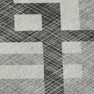 HomeRoots 10' Geometric Gray and Ivory Washable Area Rug - UV Protected, Stain Resistant, Durable Design 651388
