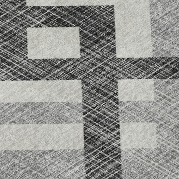 HomeRoots 10' Geometric Gray and Ivory Washable Area Rug - UV Protected, Stain Resistant, Durable Design 651388