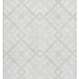 HomeRoots 5' X 8' Ivory and Beige Geometric Area Rug - Washable, UV Protected, Durable for Busy Homes! 651390