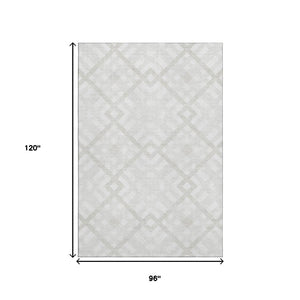 HomeRoots 8' X 10' Ivory and Beige Geometric Area Rug - Stylish, Washable, UV-Protected, Perfect for Families! 651392