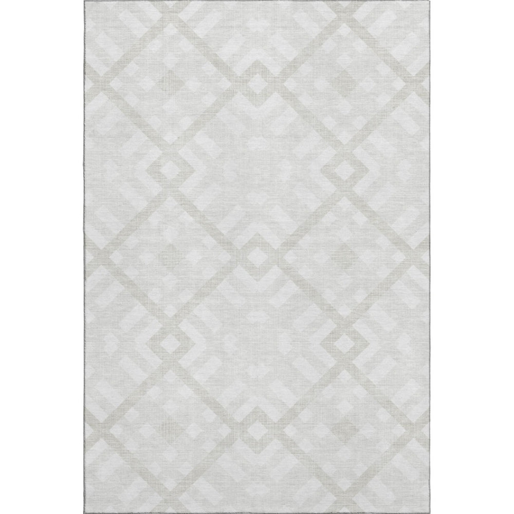 HomeRoots 8' X 10' Ivory and Beige Geometric Area Rug - Stylish, Washable, UV-Protected, Perfect for Families! 651392