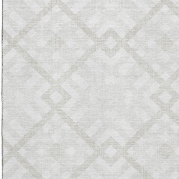 HomeRoots 9' X 12' Ivory and Beige Geometric Area Rug - Washable, UV-Protected, Durable Design for Any Room 651393